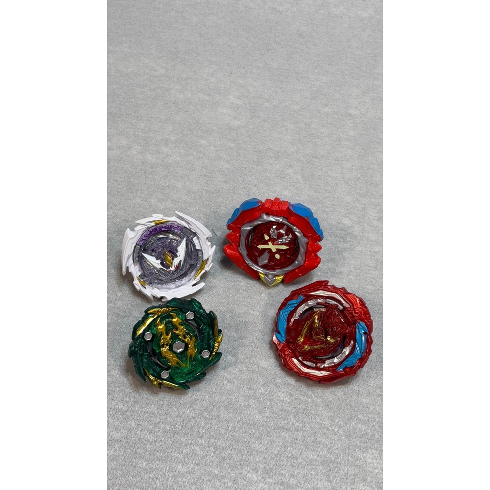 Beyblade Lot of 4 Hasbro Burst Spinning Tops Blue Red Green Mixed Parts